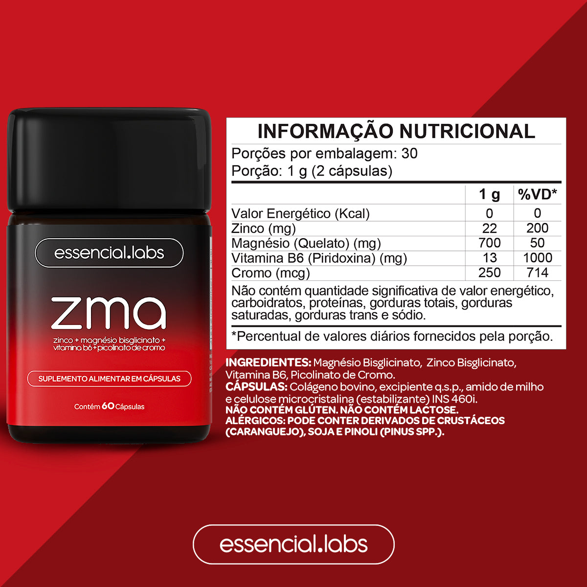 ZMA - Essencial Labs - 60 Cápsulas