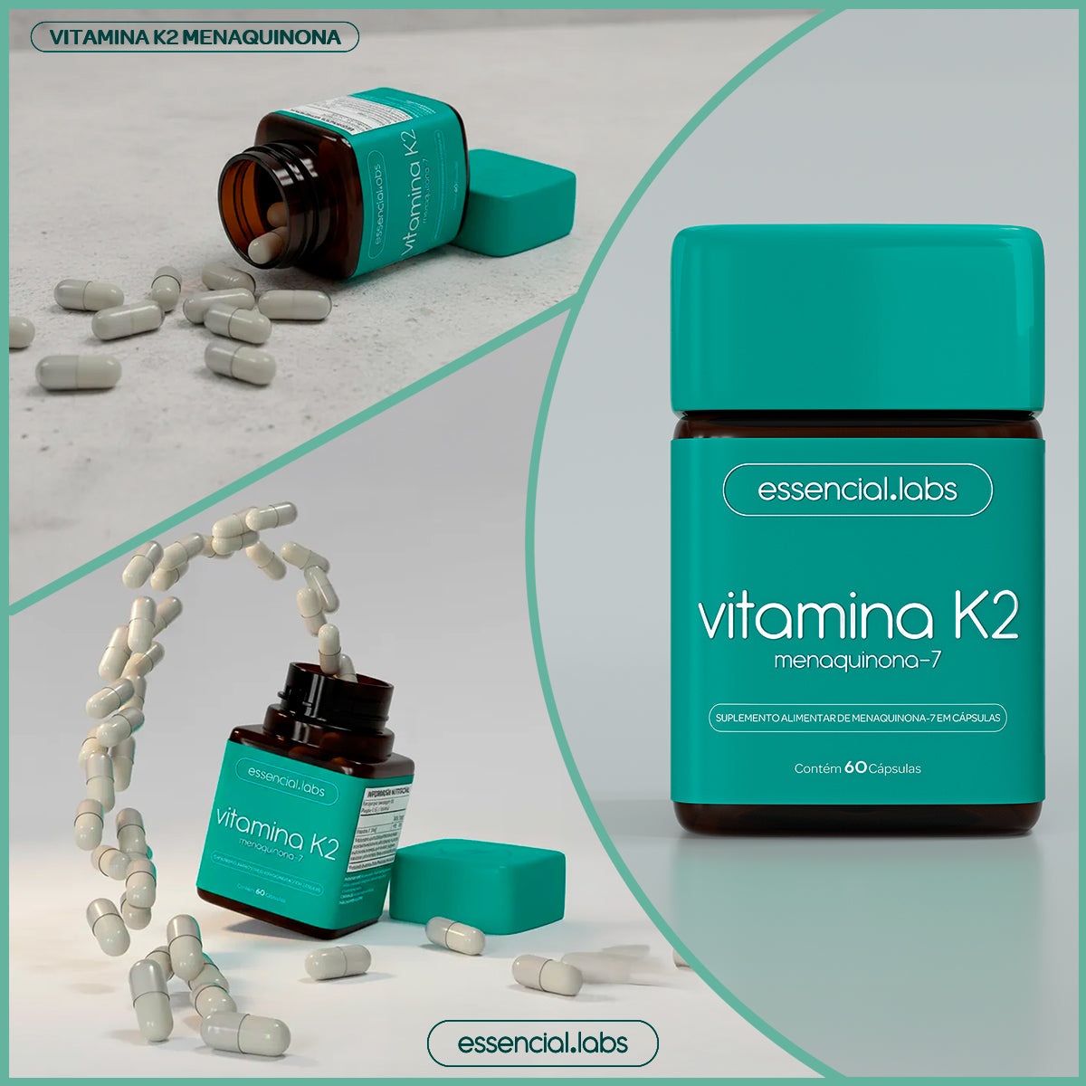 Vitamina K2 - Essencial Labs  -60 cápsulas