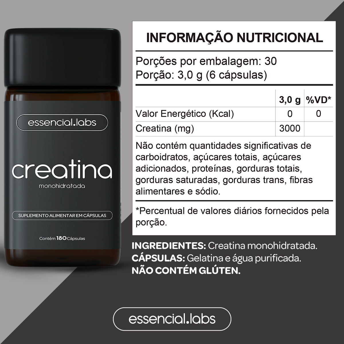 CREATINA - OUROCAPS - 180 cápsulas