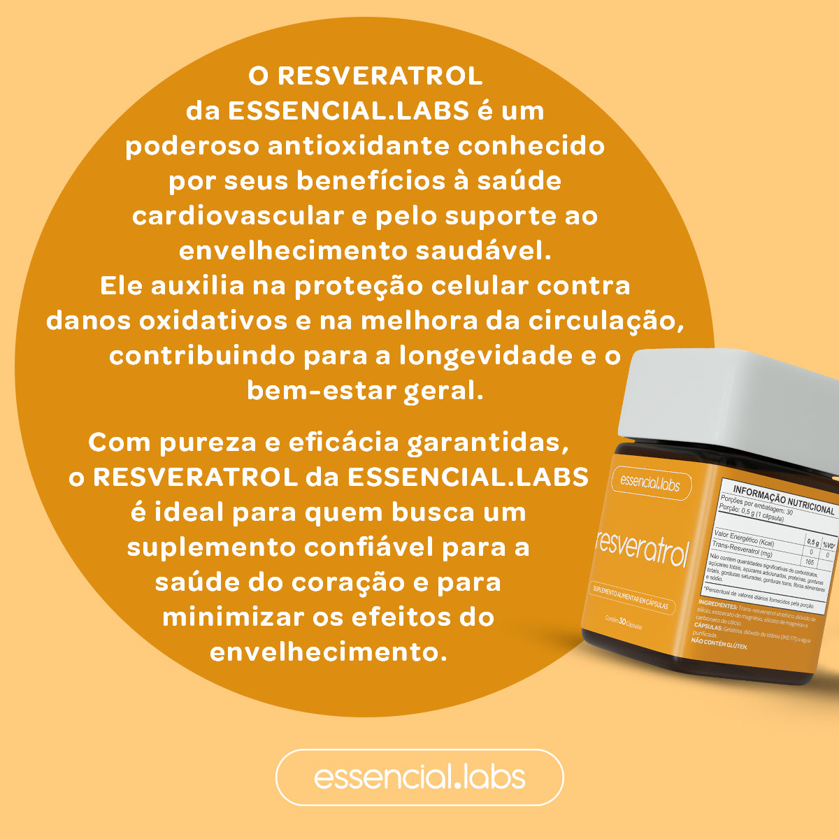 Resveratrol - Essencial Labs - 30 cápsulas
