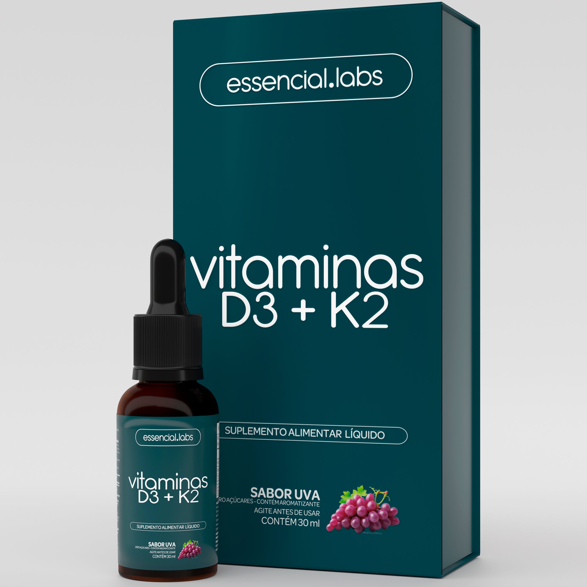 Vitaminas D3 + K2 - Essencial Labs - 30ml