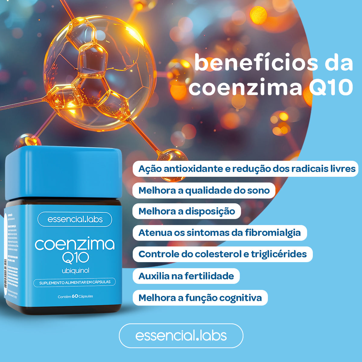 Coenzima Q10 - Essencial Labs - 60 cápsulas