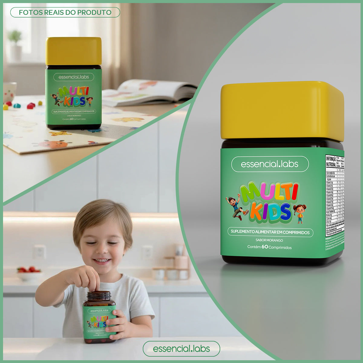 Multi Kids de A a Zinco - Essencial Labs - 60 comprimidos