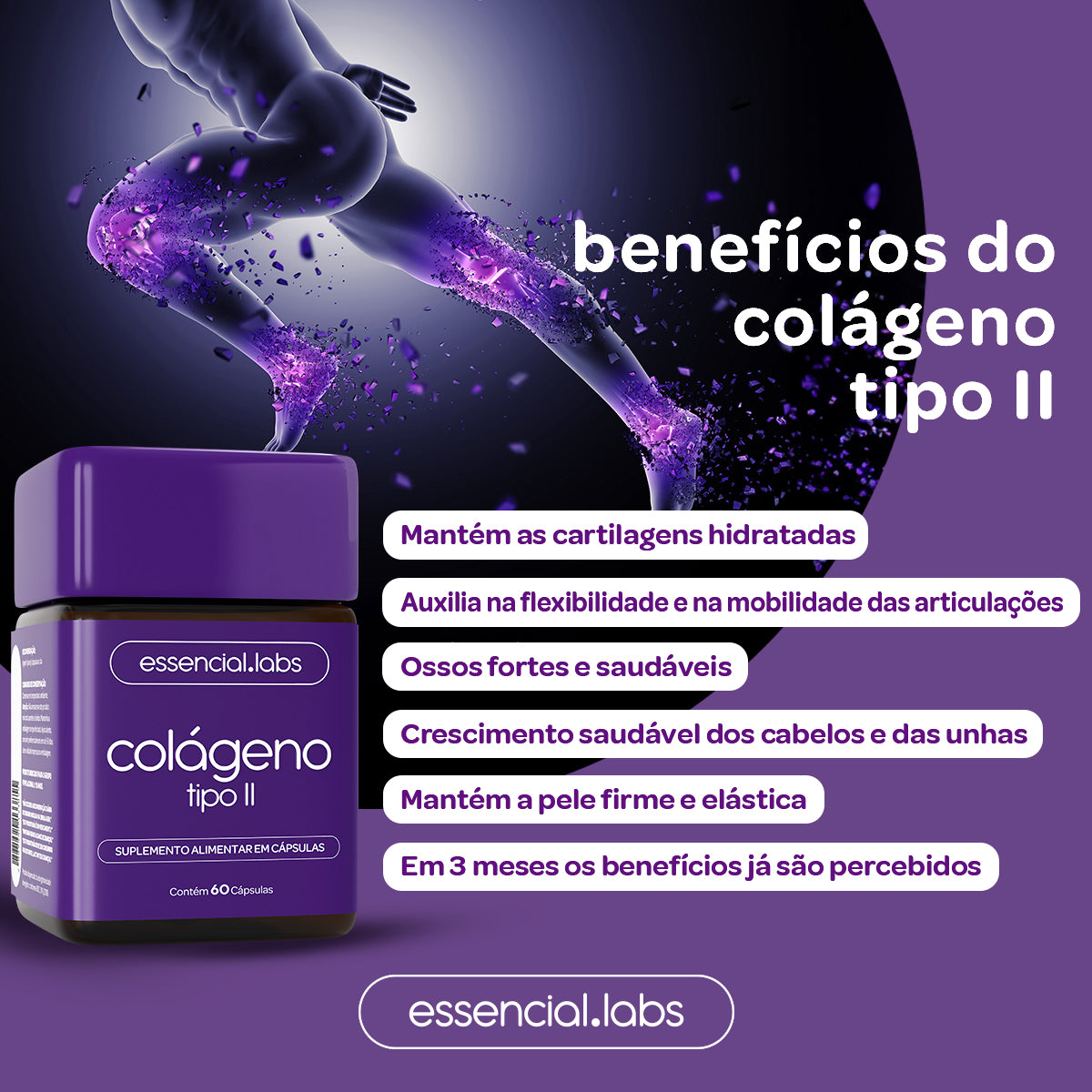 Colágeno Tipo II - Essencial Labs - 60 cápsulas
