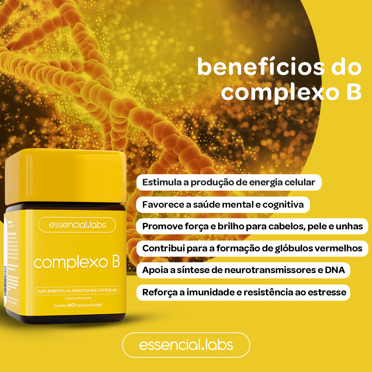 Complexo B - Essencial Labs - 60 Cápsulas Softgel