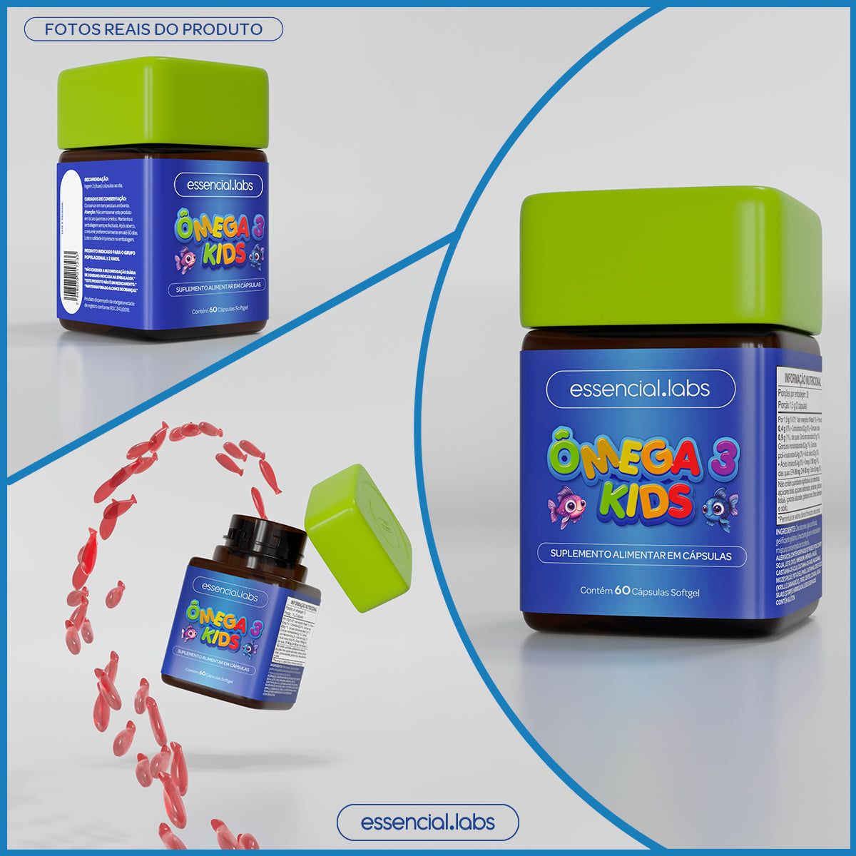 Ômega 3 Kids - Essencial Labs - 60 cápsulas Softgel