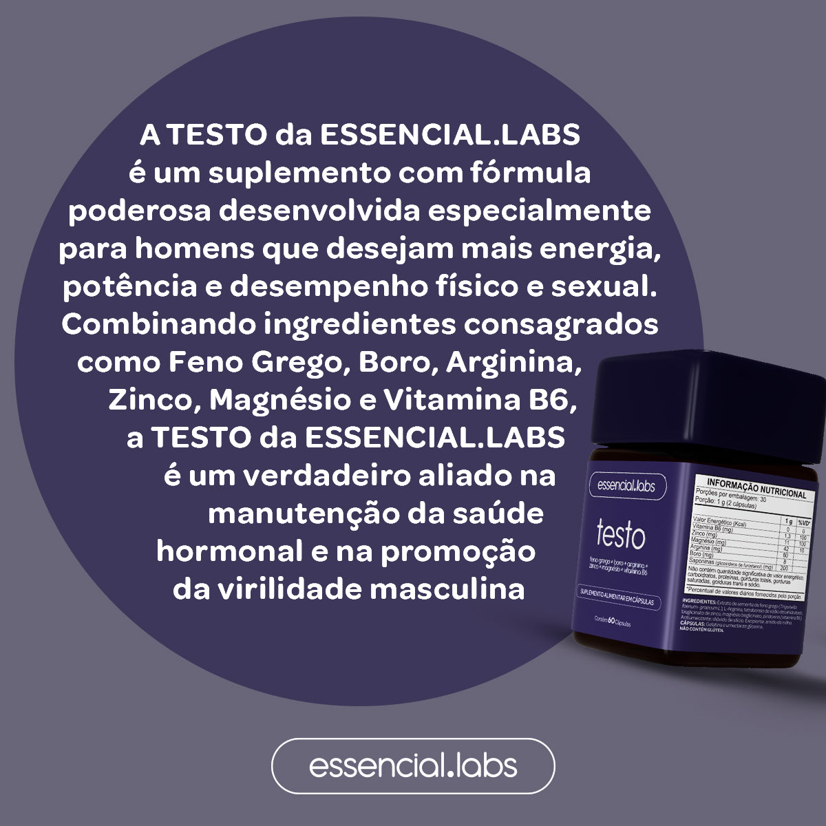 Testo - Essencial Labs - 60 cápsulas