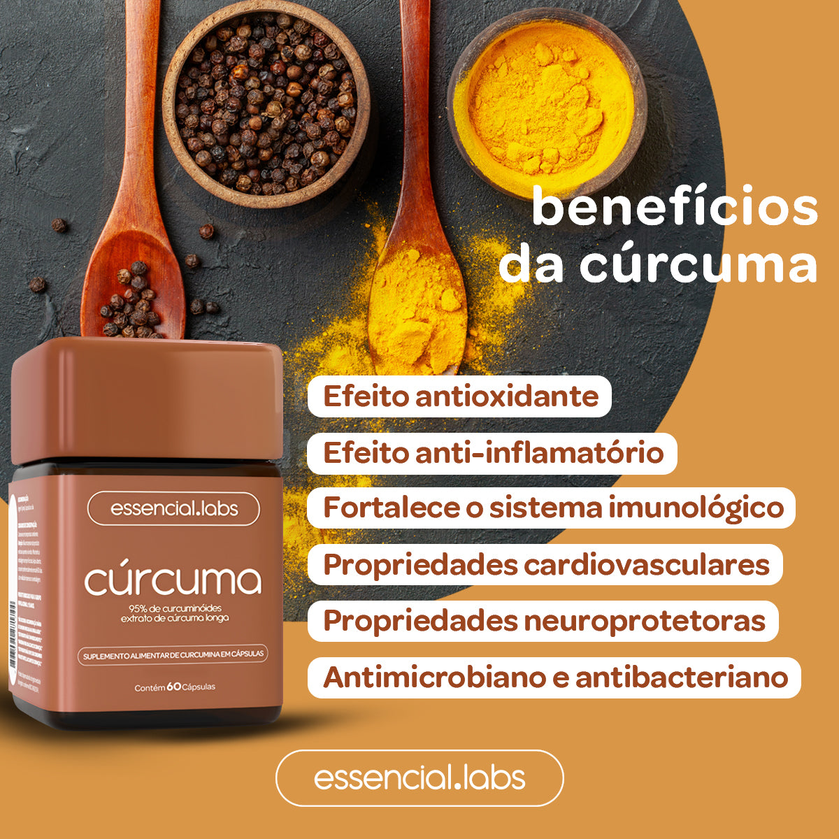 Cúrcuma - Essencial Labs - 60 cápsulas