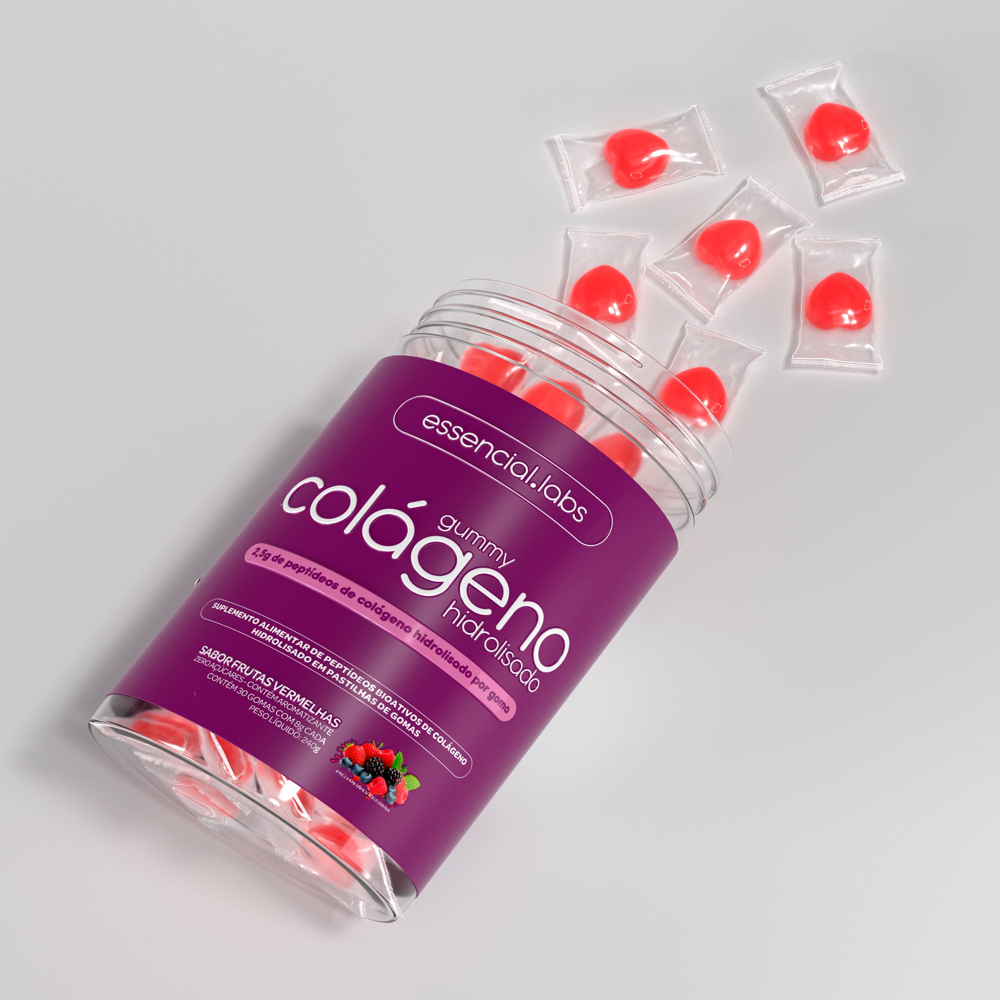 Gummy Colágeno - Essencial Labs - Sabor Frutas Vermelhas