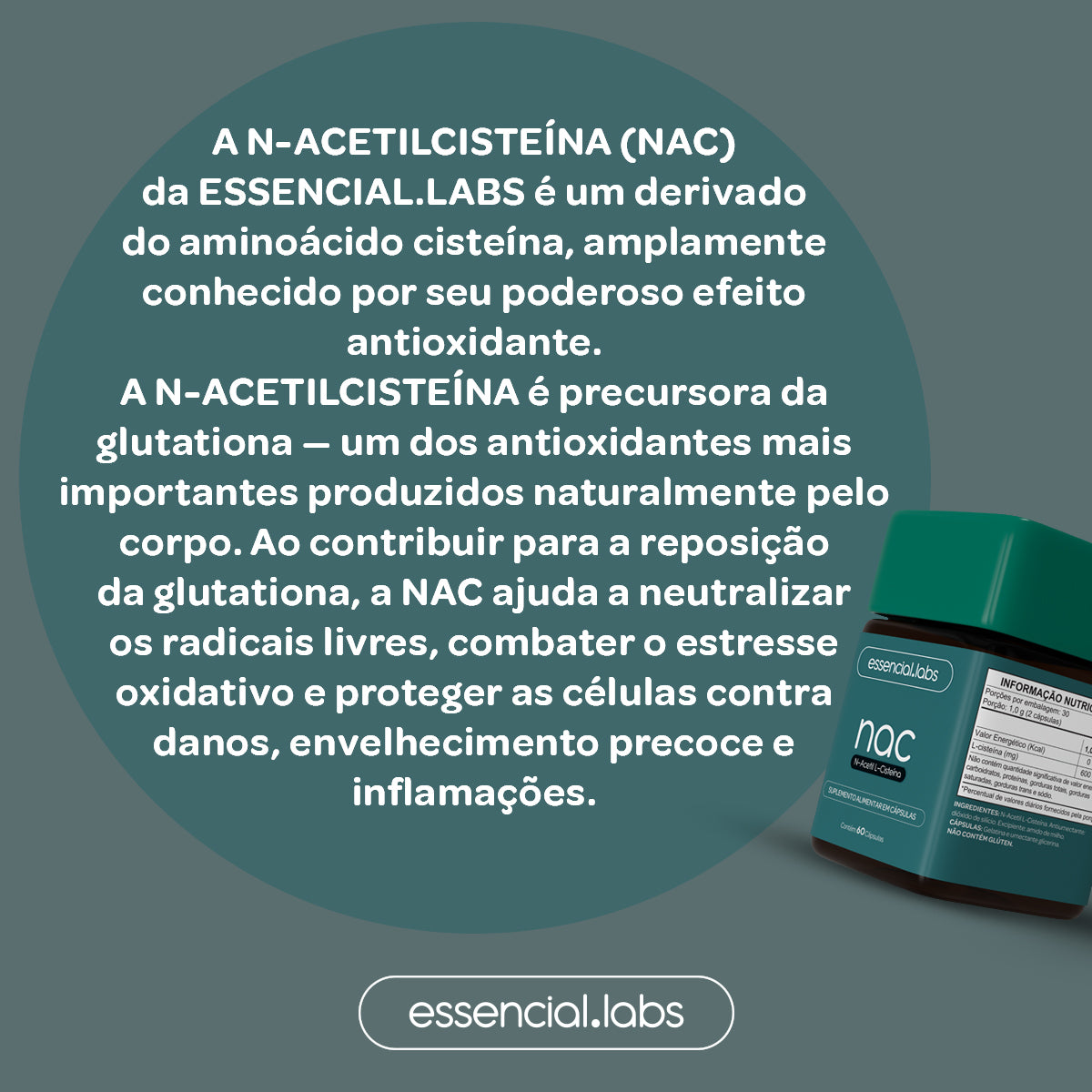 NAC - Essencial Labs - 60 cápsulas