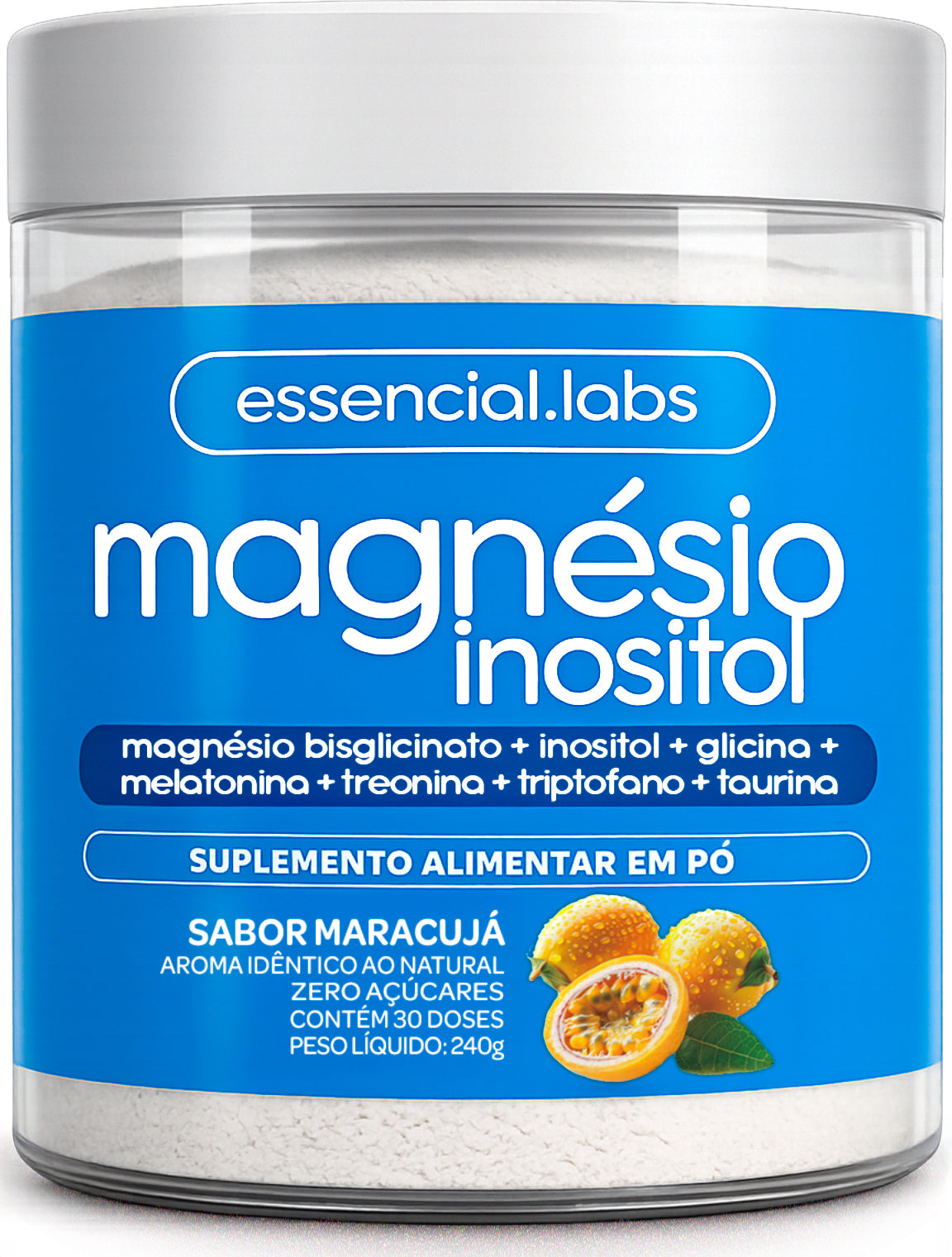 Magnésio Inositol Sabor Maracujá - Essencial Labs - 240g