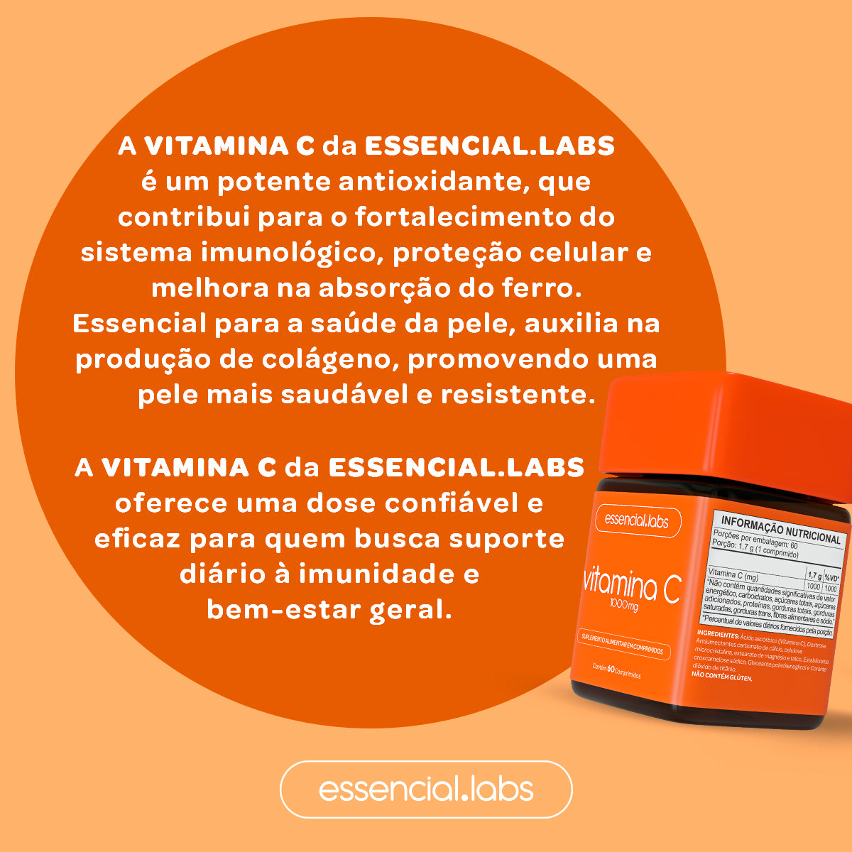 Vitamina C - Essencial Labs - 60 comprimidos