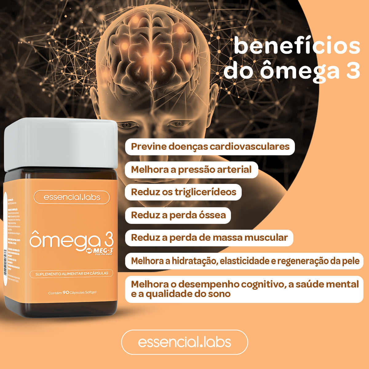 Ômega 3 - Essencial Labs - 90 Cápsulas Softgel