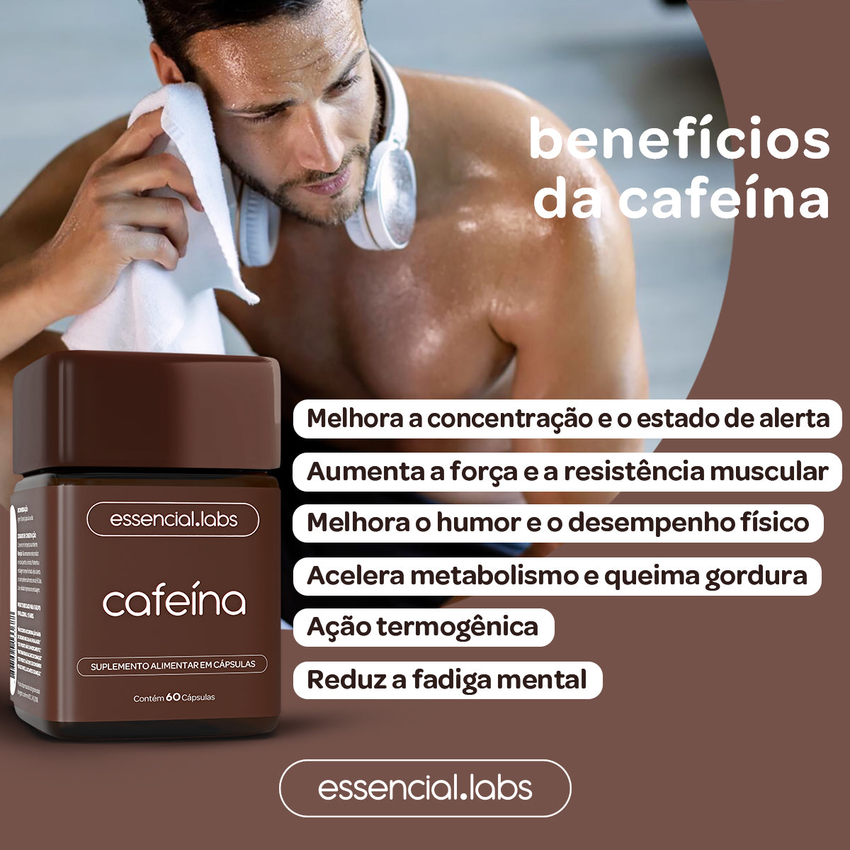 Cafeína - Essencial Labs - 60 cápsulas