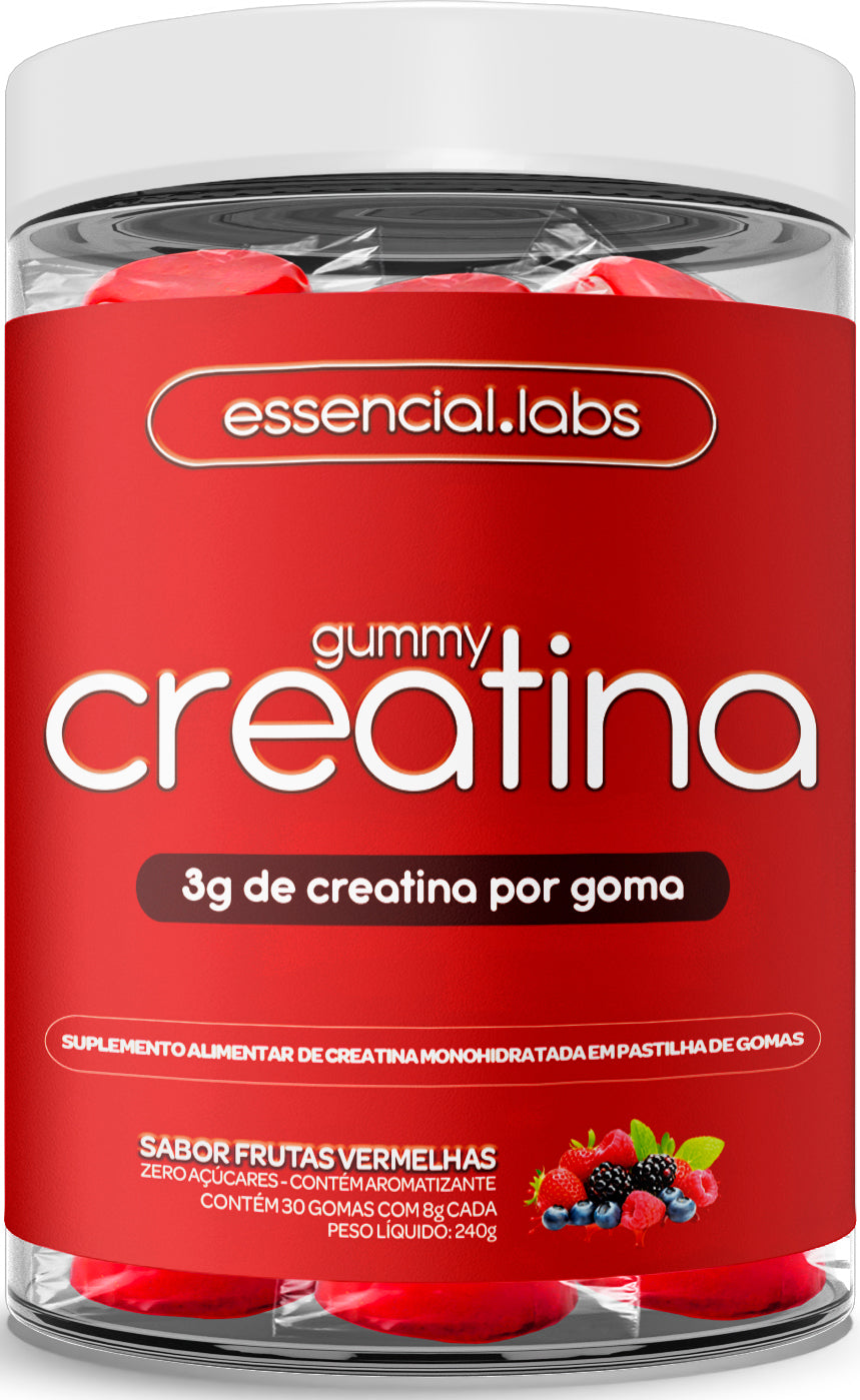 Gummy Creatina - Essencial Labs - Sabor Frutas Vermelhas