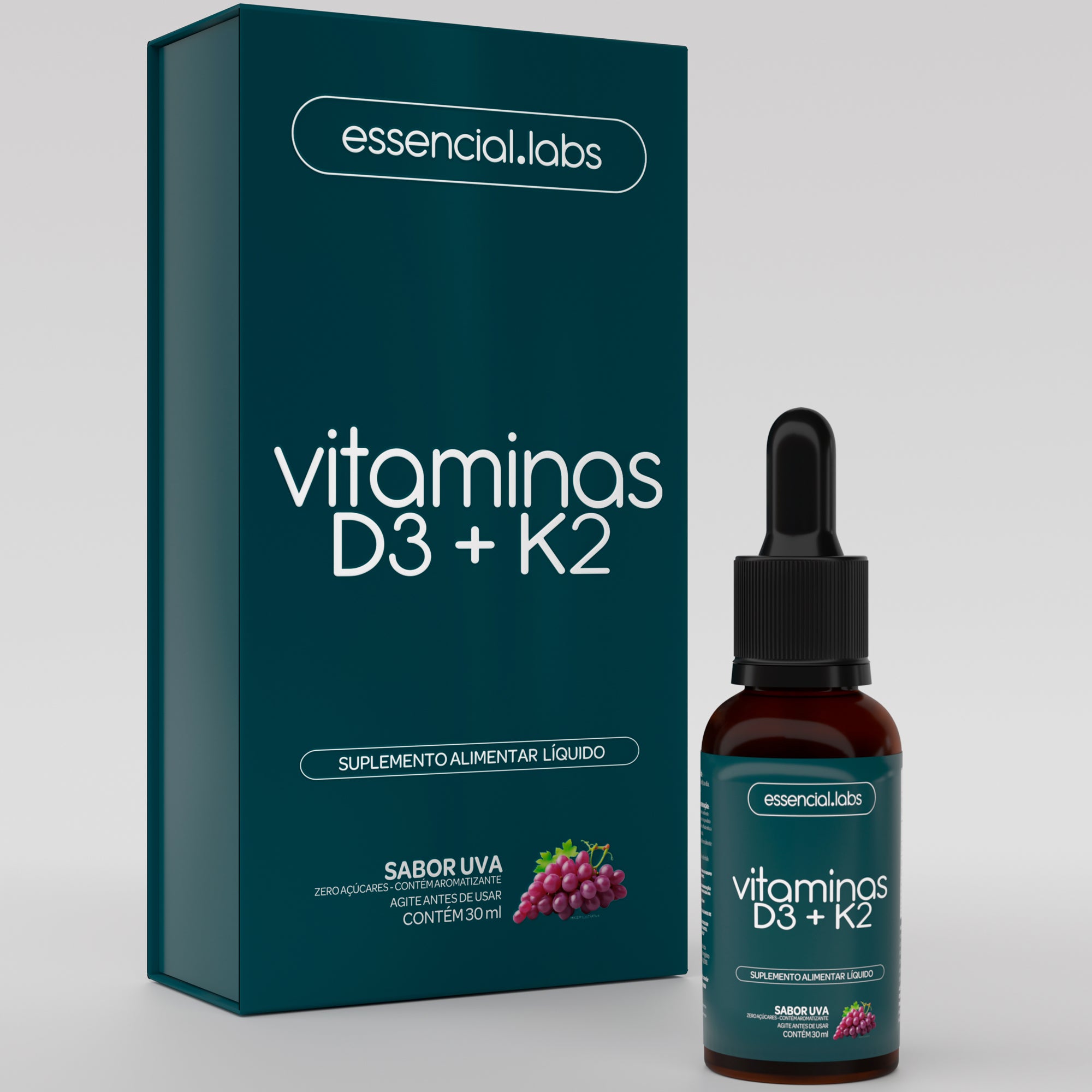 Vitaminas D3 + K2 - Essencial Labs - 30ml