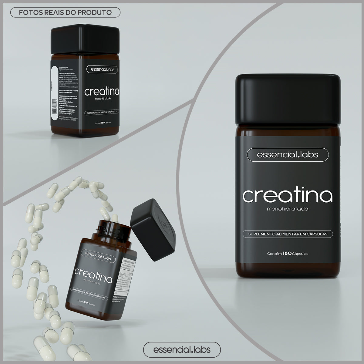 Creatina Monohidratada - Essencial Labs - 180 cápsulas