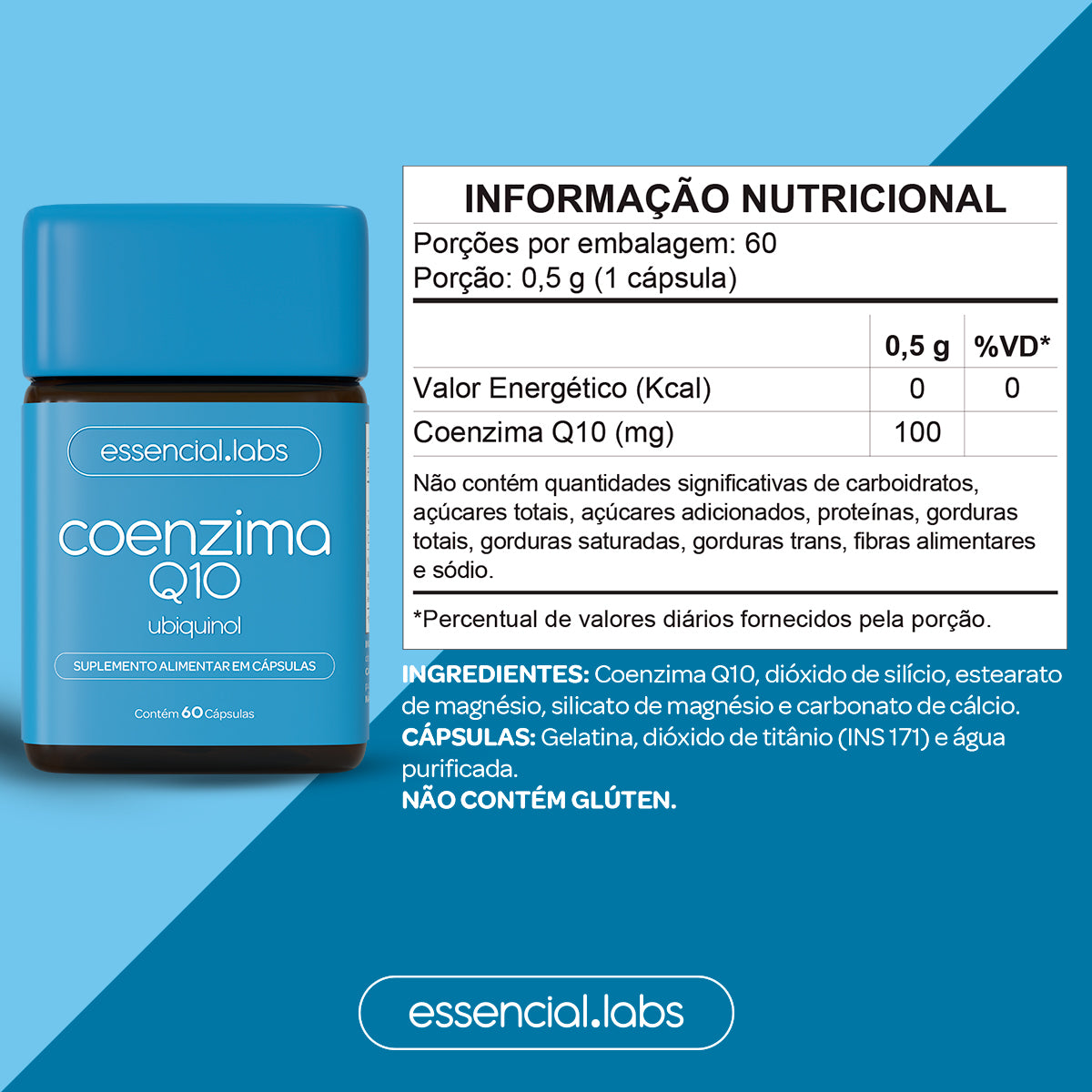 Coenzima Q10 - Essencial Labs - 60 cápsulas