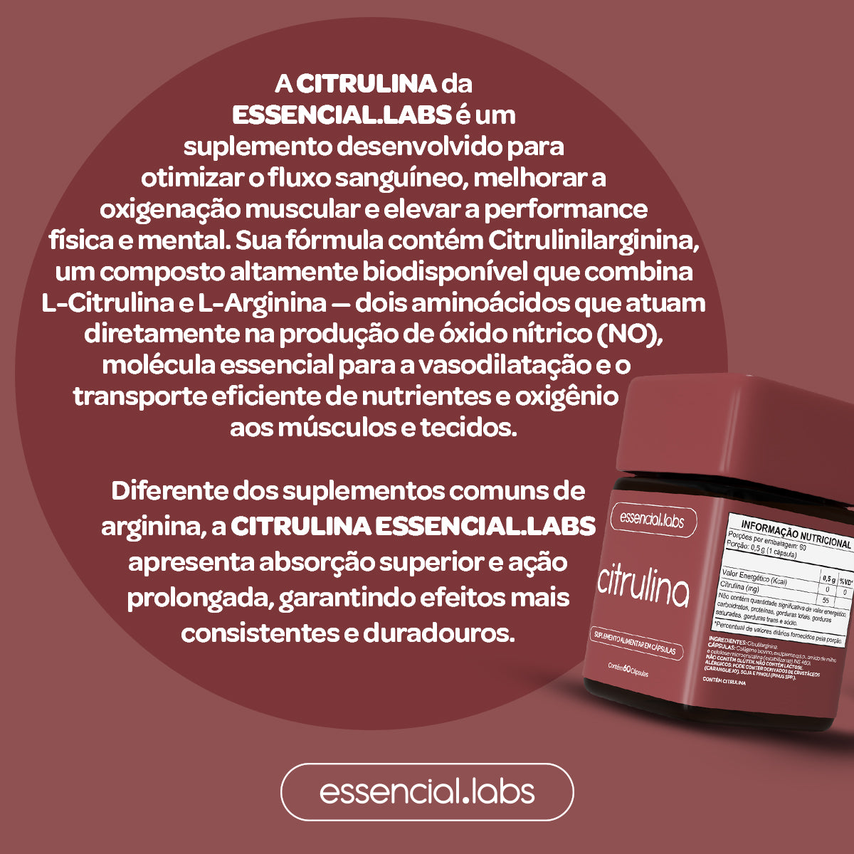 Citrulina - Essencial Labs - 60 cápsulas