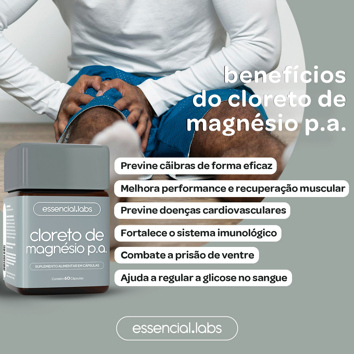 Cloreto de Magnésio P.A. - Essencial Labs - 60 cápsulas