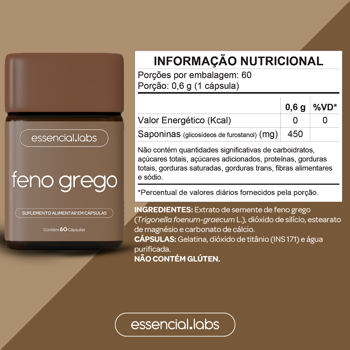 Feno Grego - Essencial Labs - 60 cápsulas