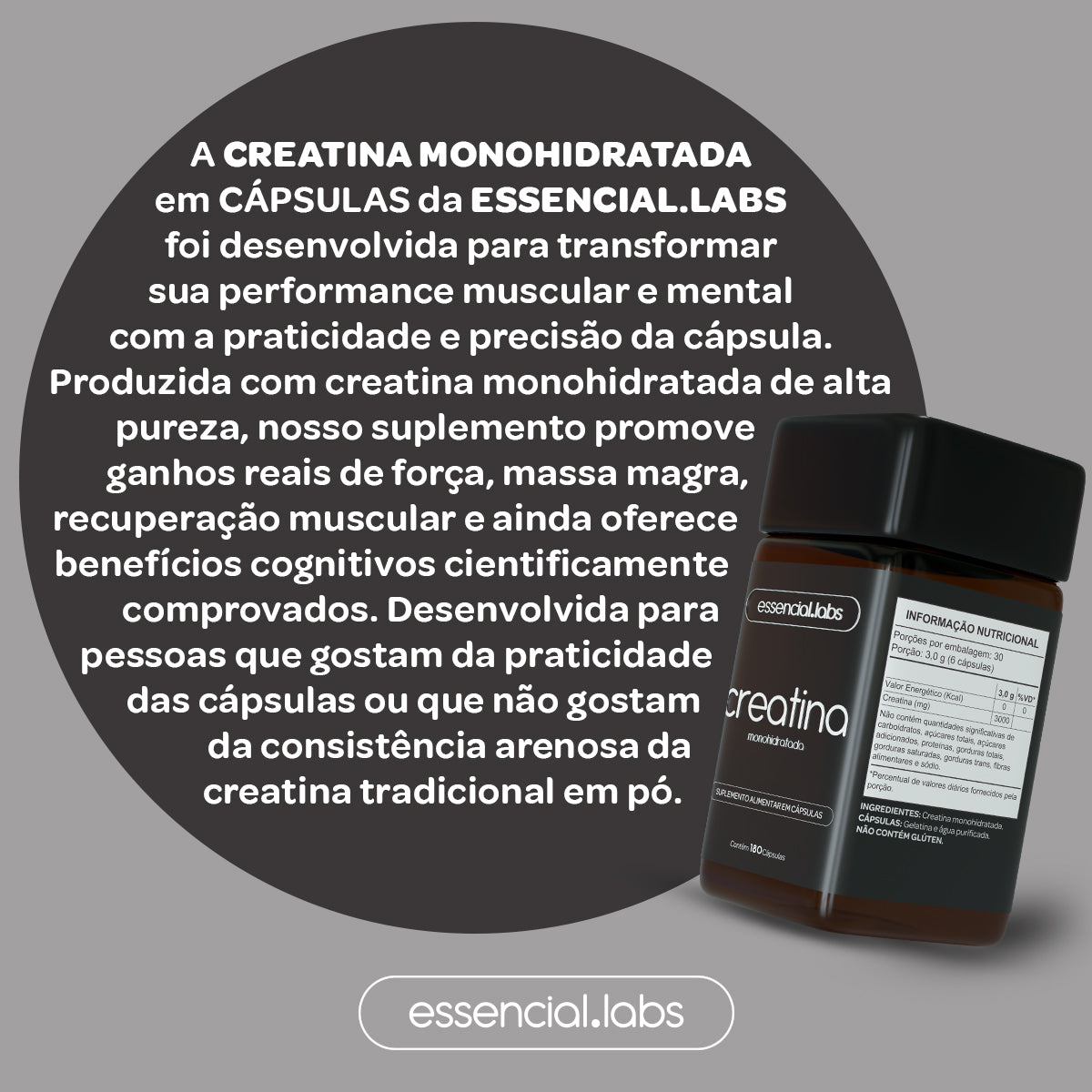 CREATINA - OUROCAPS - 180 cápsulas