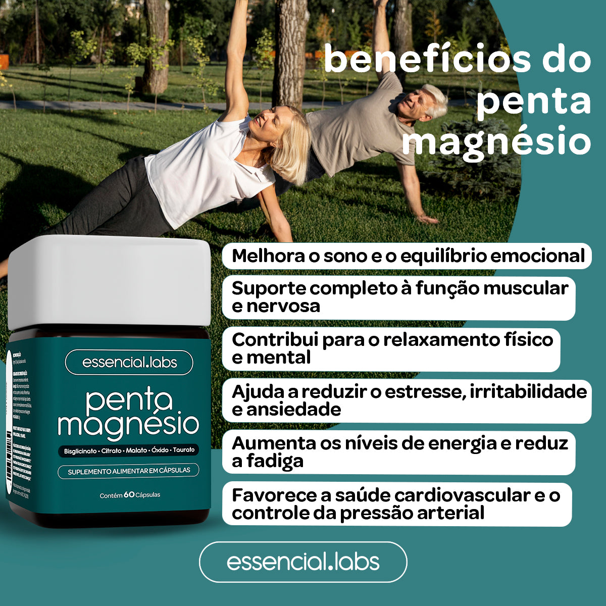 Penta Magnésio - Essencial Labs - 60 cápsulas