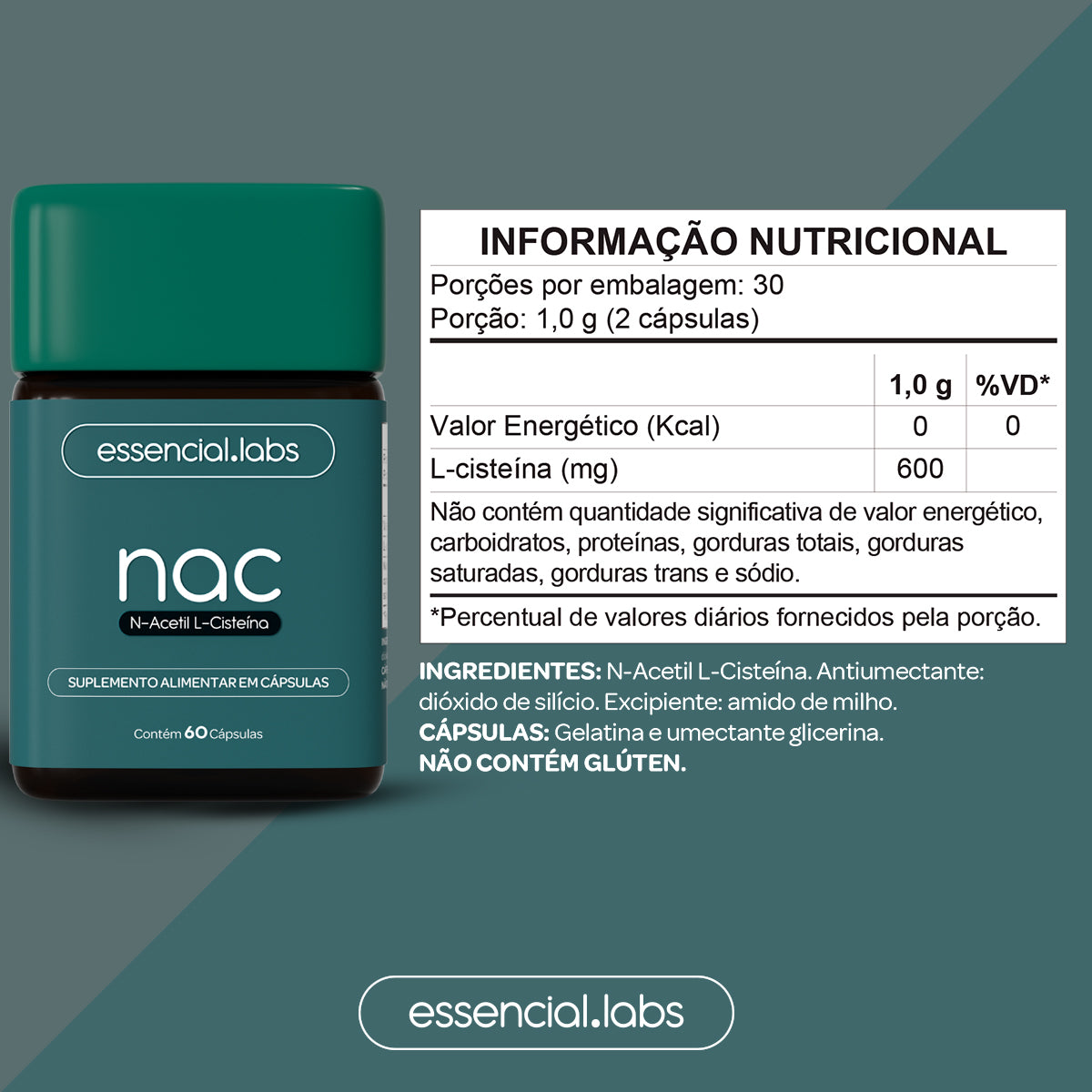 NAC - Essencial Labs - 60 cápsulas