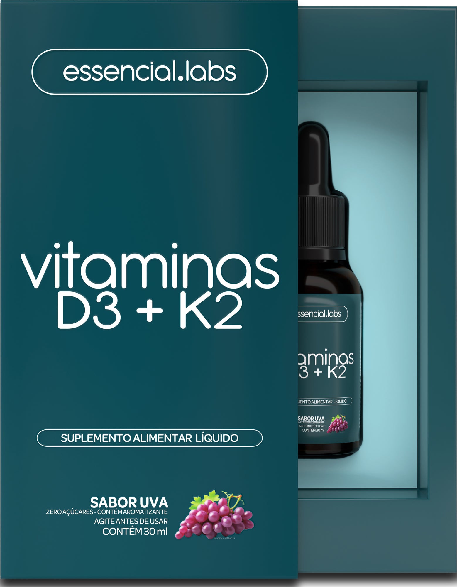 Vitaminas D3 + K2 - Essencial Labs - 30ml