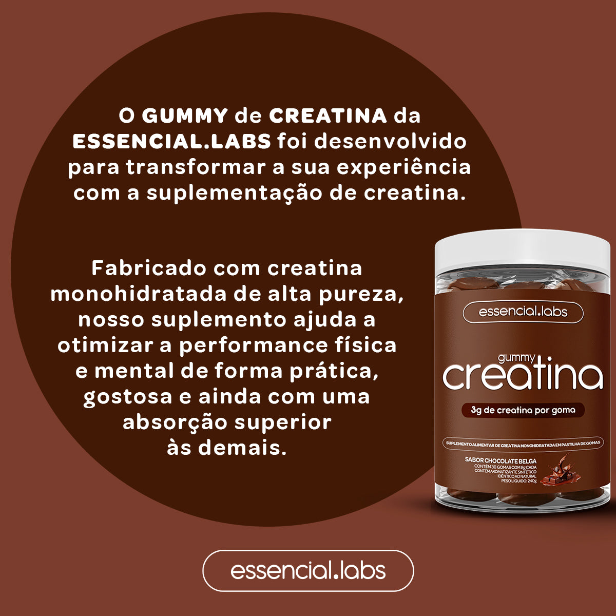 Gummy Creatina - Essencial Labs - Sabor Doce de Leite