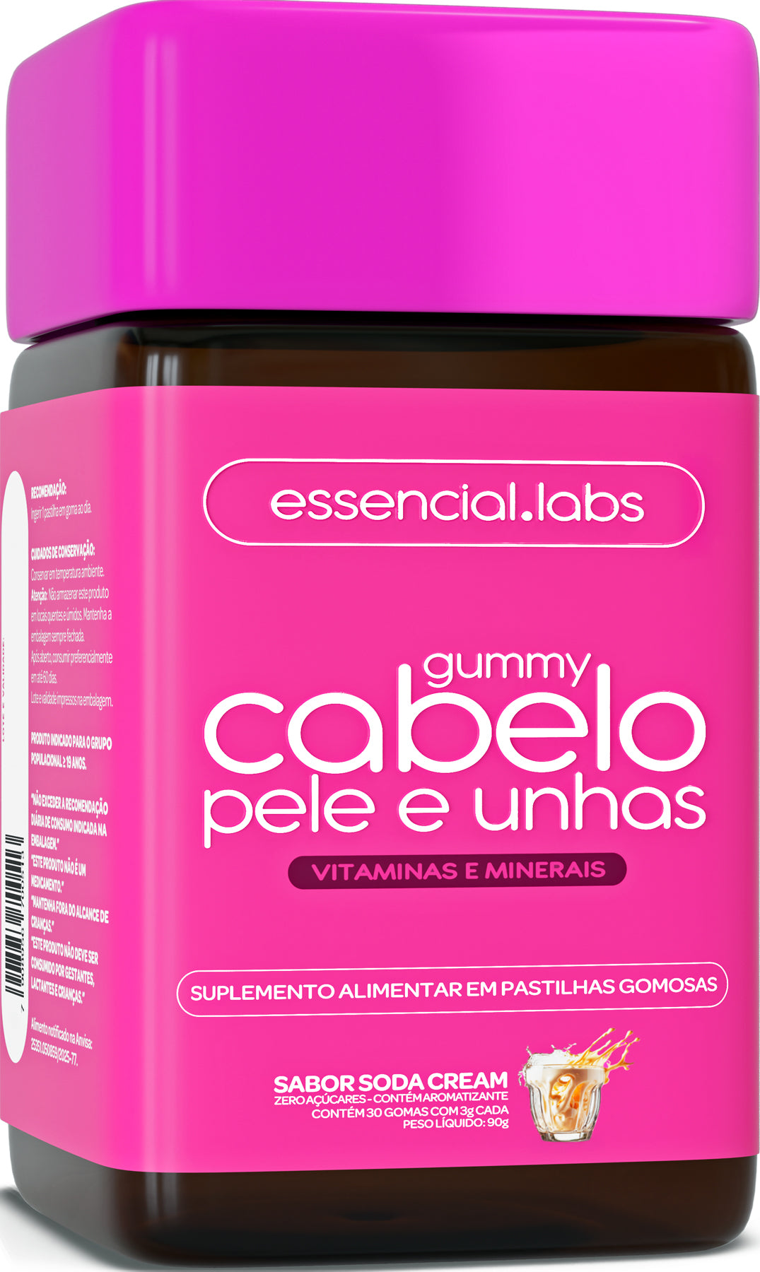Gummy Cabelo, Pele e Unhas - Essencial Labs - Sabor Soda Cream