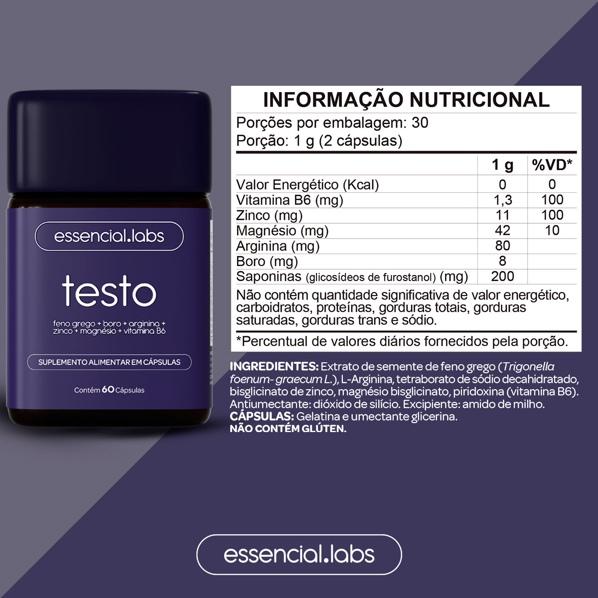 Testo - Essencial Labs - 60 cápsulas
