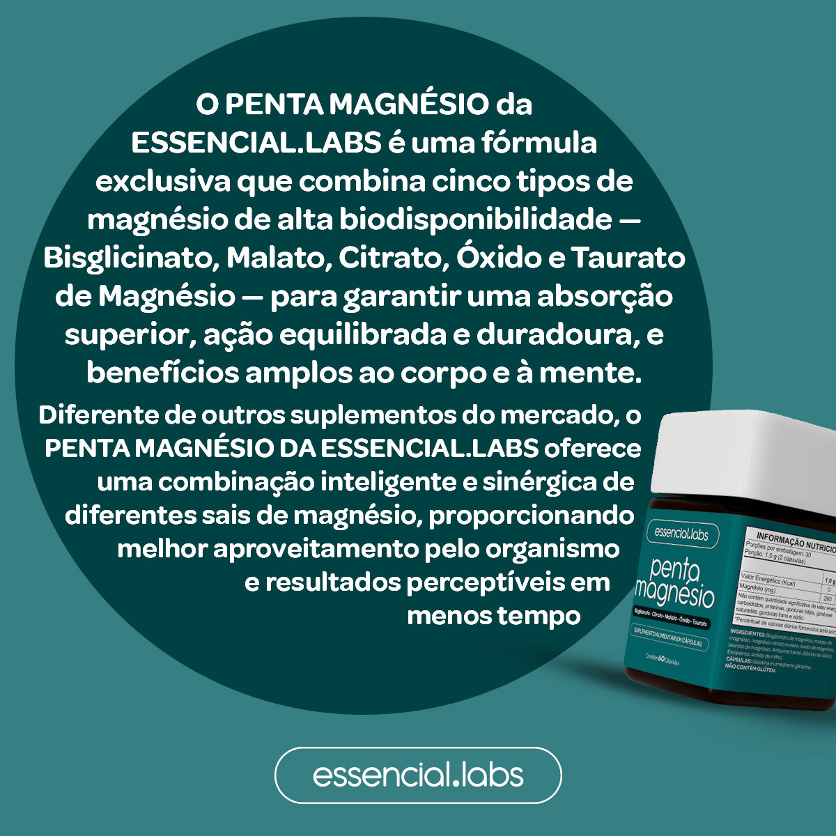 Penta Magnésio - Essencial Labs - 60 cápsulas