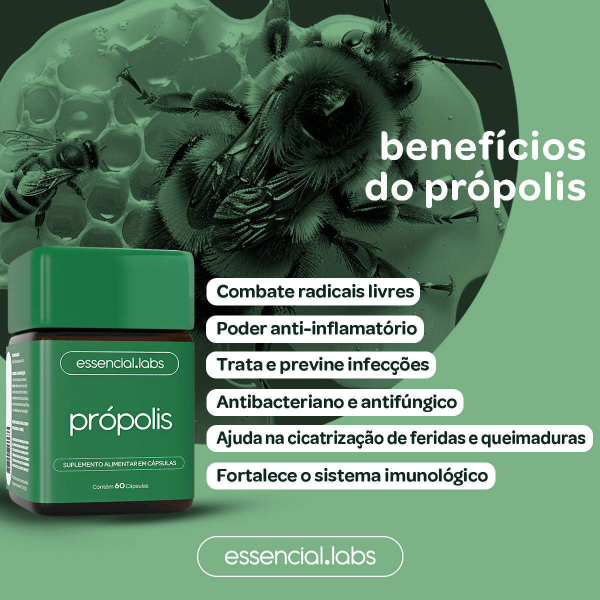 Própolis - Essencial Labs - 60 Cápsulas