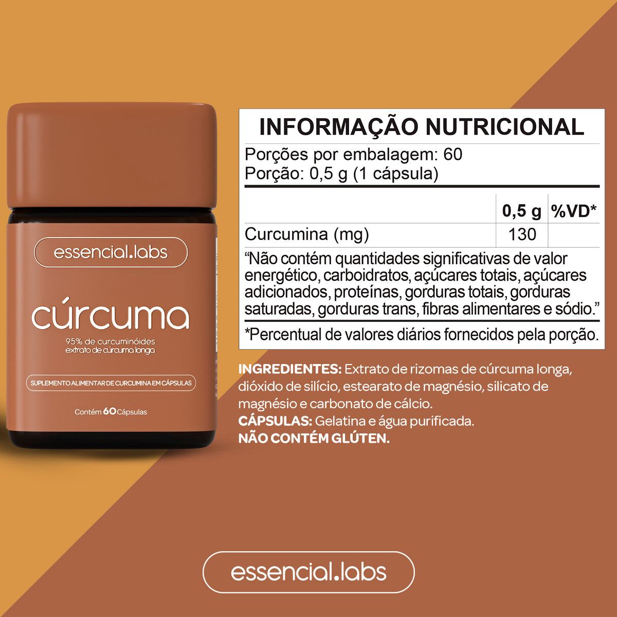 Cúrcuma - Essencial Labs - 60 cápsulas